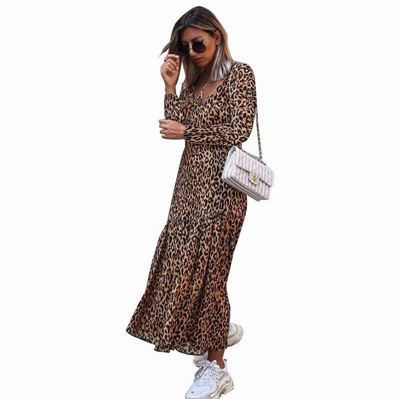 Leopard print V-neck casual dress Movement Ready