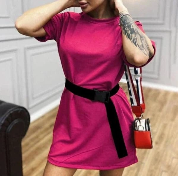 Street Casual Practical work-to-play piece Casual solid color fashion dress