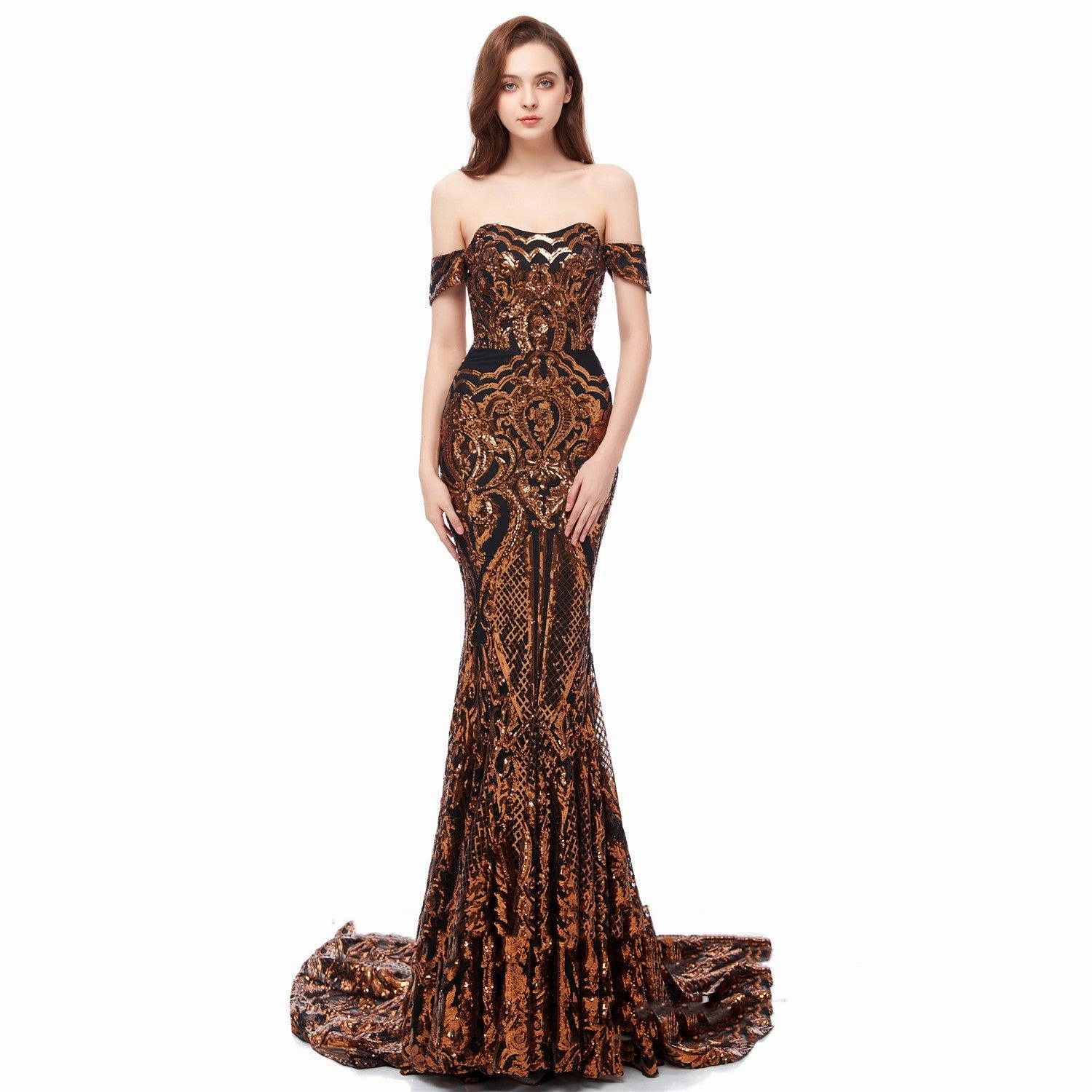 Neutral-Shade Embroidered sequin dress