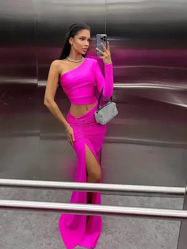 Wonder Core Sporty Joggers Cut Out Split Ruched Maxi Dress