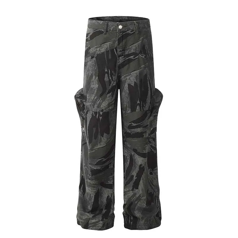 Shopping Day Slim Graffiti Camouflage Straight Jeans For Men And Women