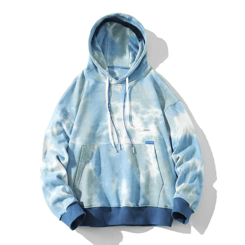 High Gram Hooded Tie Dye Sweatshirt Hip Hop Loose Hiking Suitable