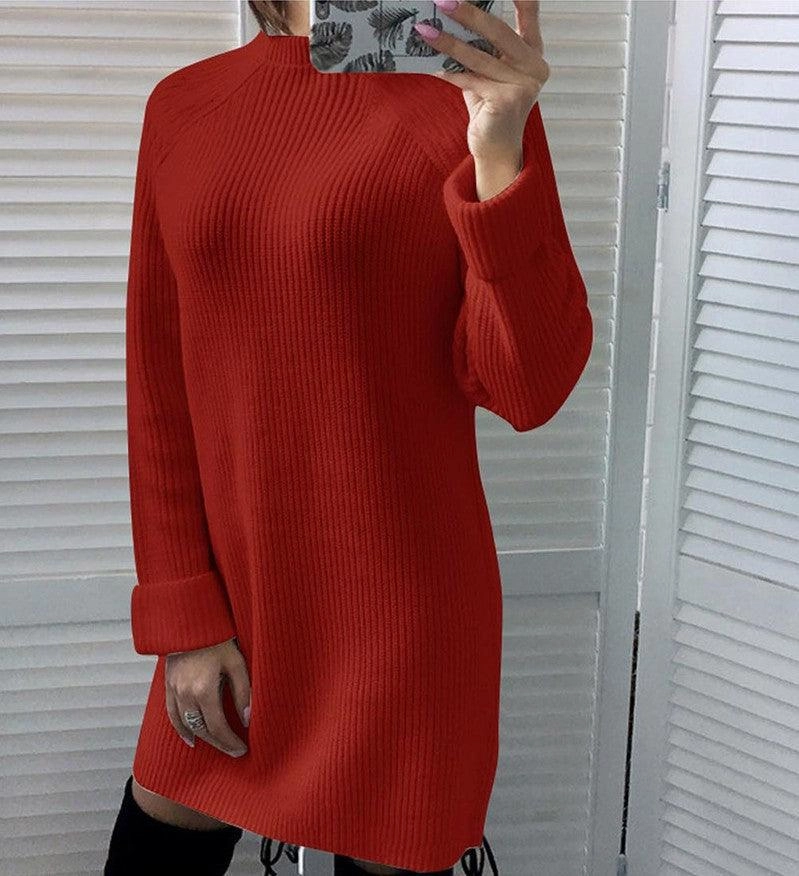 Comfortable Waist Design Cotton Skin European and American Autumn EBAY Explosions Dress Sexy High Neck Long Sleeve Dress
