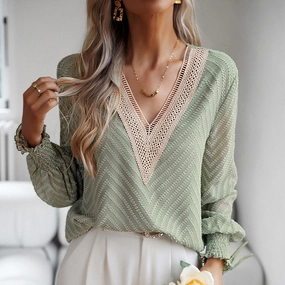 Unisex Choice European And American V-neck Long Sleeve Shirt Women