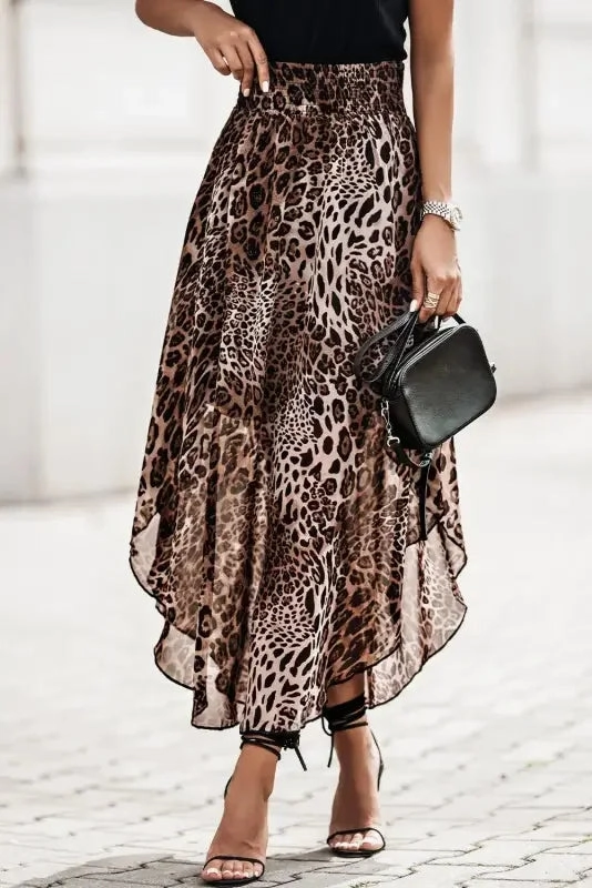 Wardrobe-Staple Smocked Waist Leopard Skirt