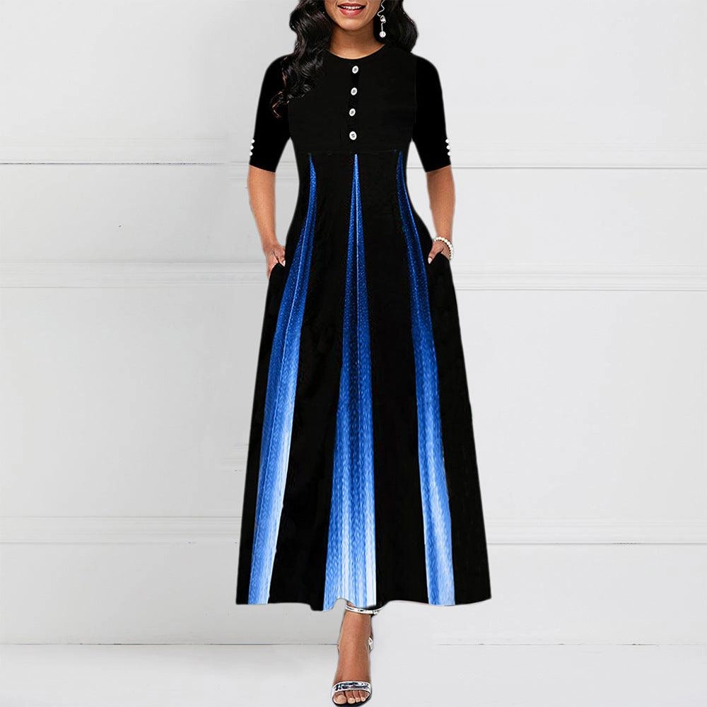 European and American digital print dress Nordic Plain