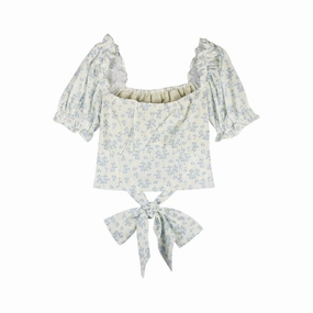 French Gentle Sweet Square Collar Puff Sleeve Shirt For Women Job Interview Weekend Outing