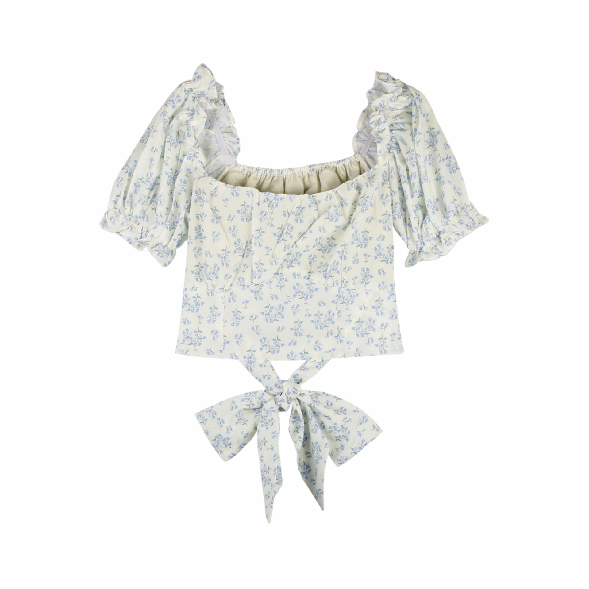 Breathable fabric French Gentle Sweet Square Collar Puff Sleeve Shirt For Women