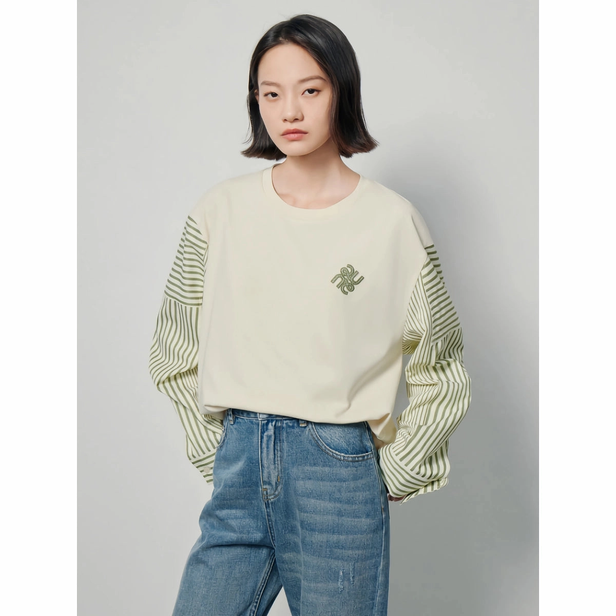 Kangaroo Pocket Women??s Contrast Color Patchwork Pullover - Spring Sweatshirt