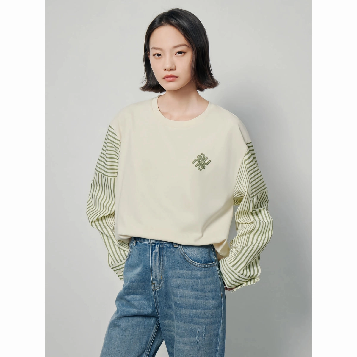 Durable Yarn Flexible Fit Women??s Contrast Color Patchwork Pullover - Spring Sweatshirt