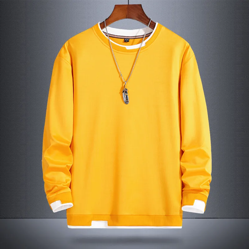 Fake Two-Piece Sweater Men'S Korean Style Trend neon colors Fitted Shape