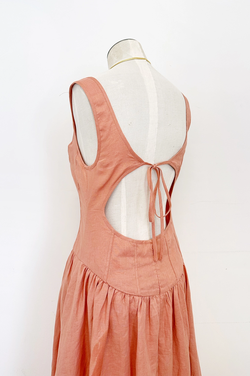 Thierry Linen Midi Dress Bell-Sleeve