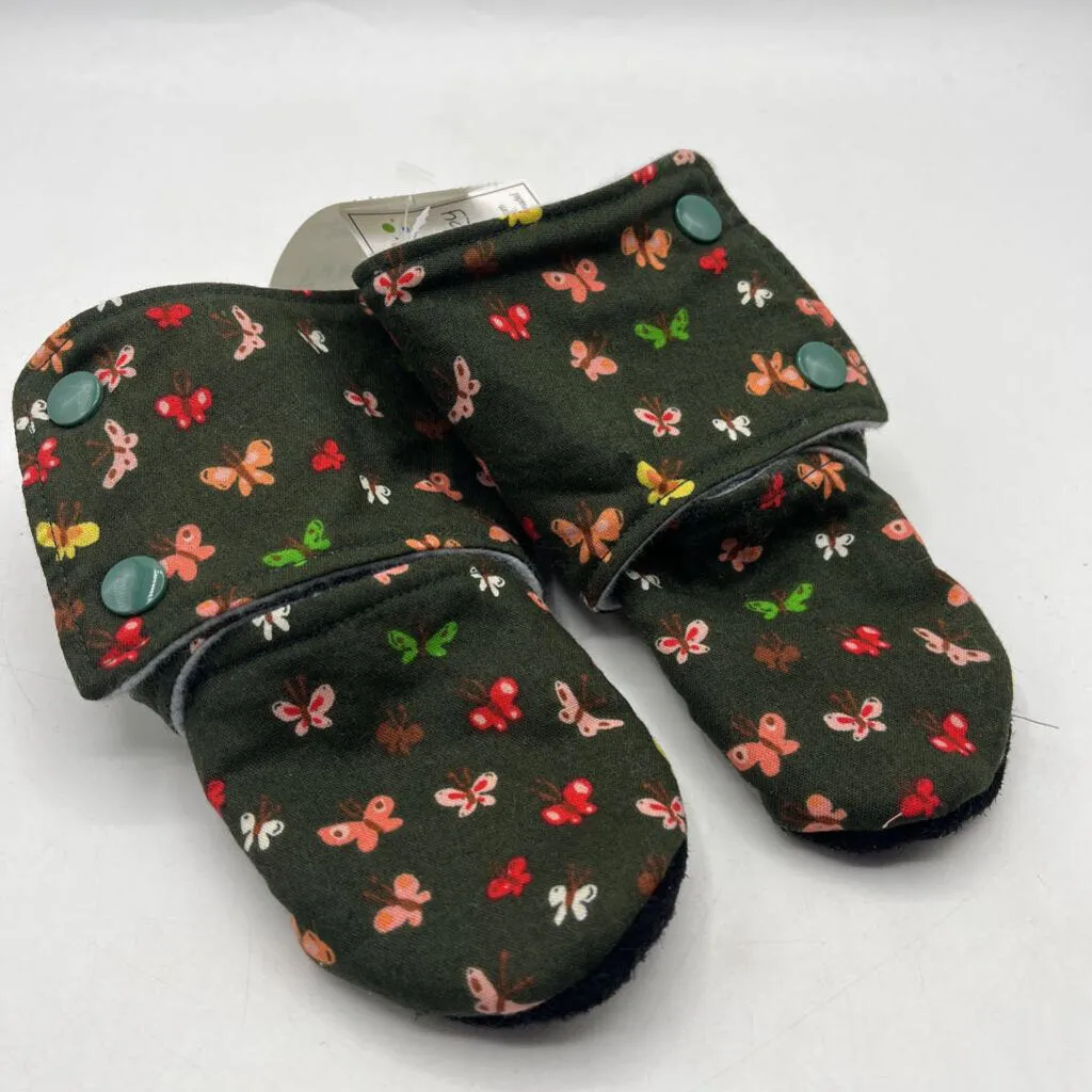 Abrasion Resistant Upper Size 18-24m: Beaneroobaby Green/Colorful Butter Fly Print Soft Leather Sole Booties-NEW