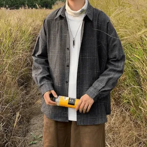 Fashion Casual Men'S Long-Sleeved Plaid Shirt Comfortable Urban Piece