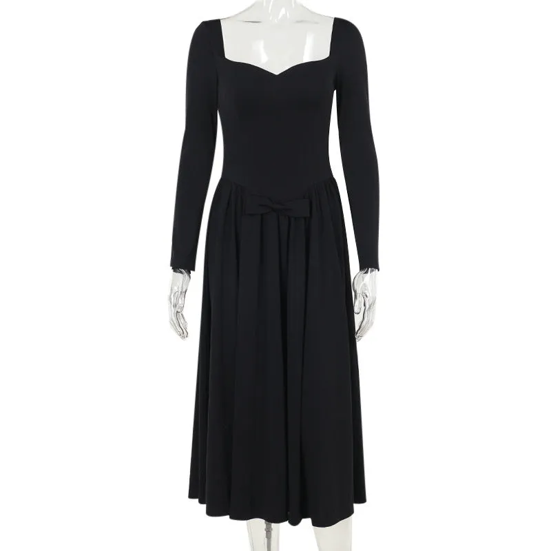 Elegant Flow Airy Touch Fashion Elegant Square Collar Dress Women
