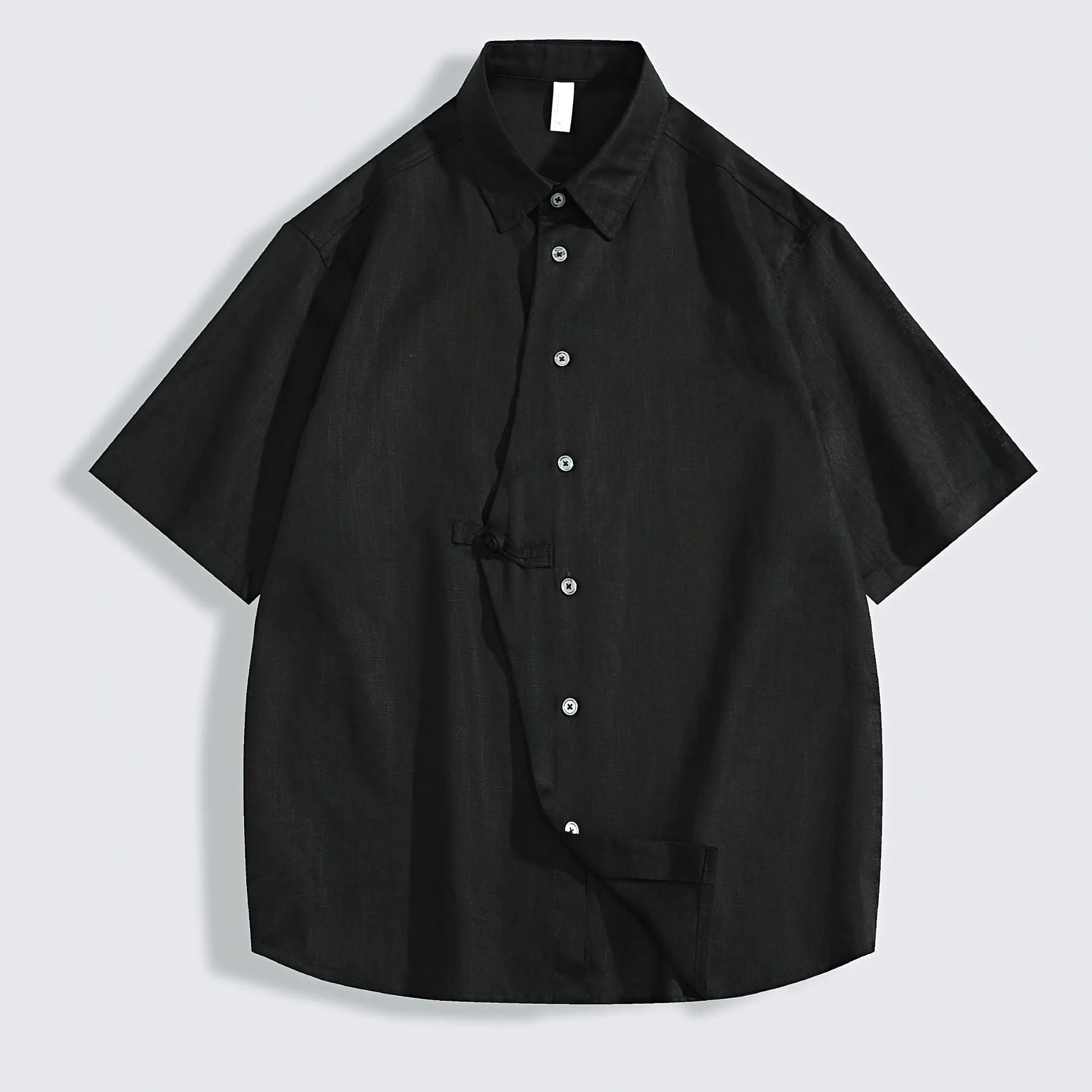 Fashion Personality Linen Short-sleeved Shirt Men Compact Thermal Insulation NonScratchyLining