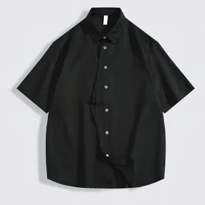 MeshLining Adjustable Fit System Fashion Personality Linen Short-sleeved Shirt Men