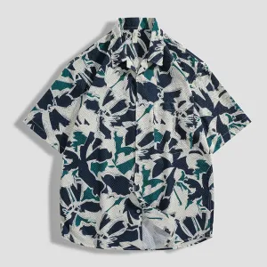 Fashion Personalized Printed Beach Flower Shirt Men Anti Static Cloth Blend Anti Odor Finish