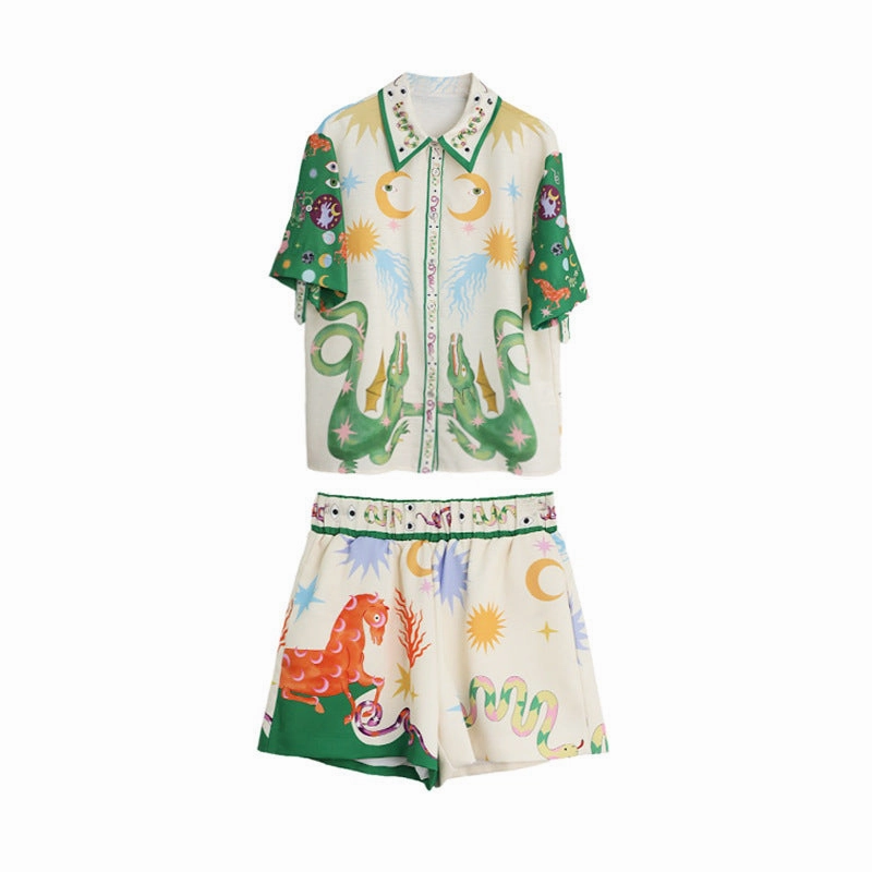 Fashion Casual Shirt And Shorts Two-piece Suit Small Tea Suit Fashionable Look