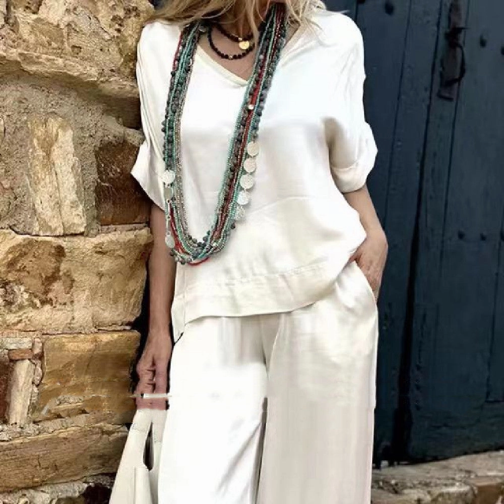 Indoor Vacation Fashion Casual Wide-leg Pants Suit