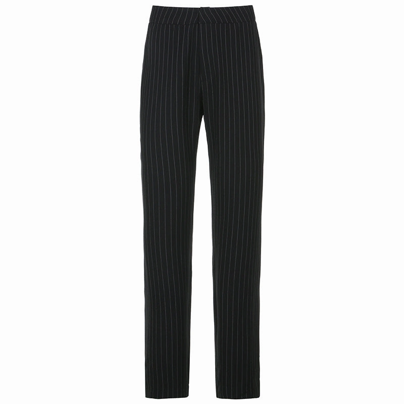 Fashion New Style Striped Suit Material Straight Leg Pants Women Chilly Day Layers