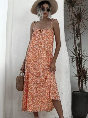 Floral dress with suspenders and straps Classic Fit