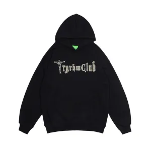 chain accents Convenient Fashionable Men'S Cross Print Hooded Sweatshirt