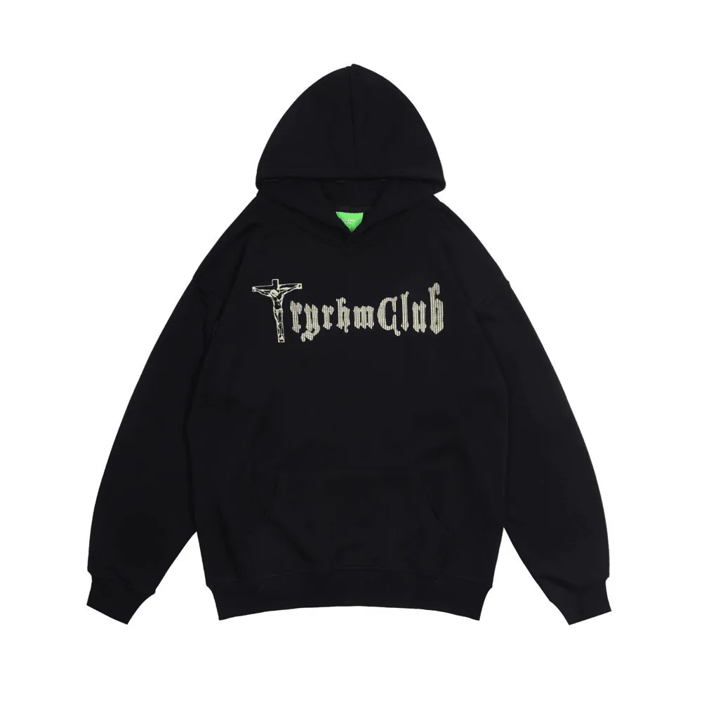 Fashionable Men'S Cross Print Hooded Sweatshirt Fresh Minimal Youthful Vibe