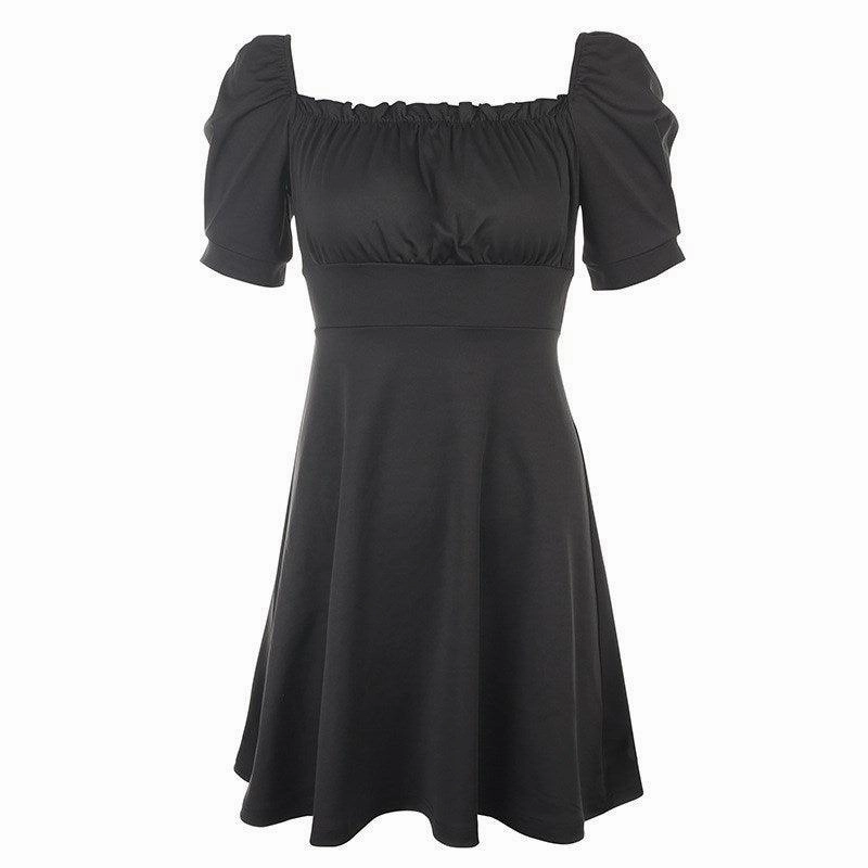 Warm Undertone Fashionable Back Strap Bubble Short Sleeve Dress Women