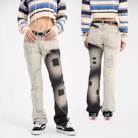 Fashionable Mandarin Duck Patched Jeans Female Relaxed Basics Style Daily