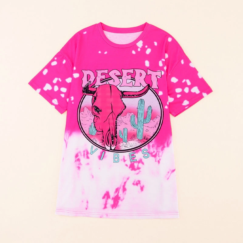 Crew Neck Casual Printed Loose T-shirt Women Anti Pilling Finish Chic Option