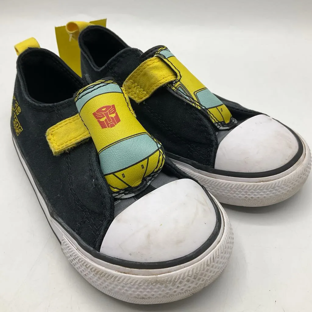 Size 9: Converse Black/Yellow Velcro Strap Sneakers No Friction