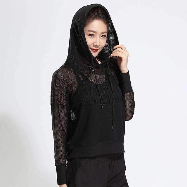 Training Ready Female Mesh Hoodies Yoga Coat Workout Long Sleeved T Shirt Outdoors Running Sport Jacket Yoga Sportswear 2018 New Sportwear