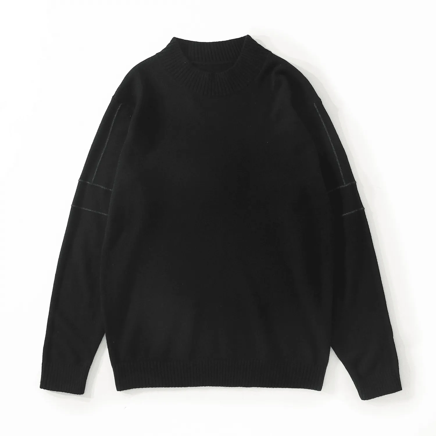 Autumn and Winter Slim-Fitting Threaded Cuffs All-Match Blouse Men Curved Hemline