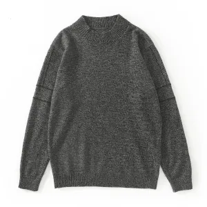Autumn and Winter Slim-Fitting Threaded Cuffs All-Match Blouse Men Knit texture Snug Fit Knit