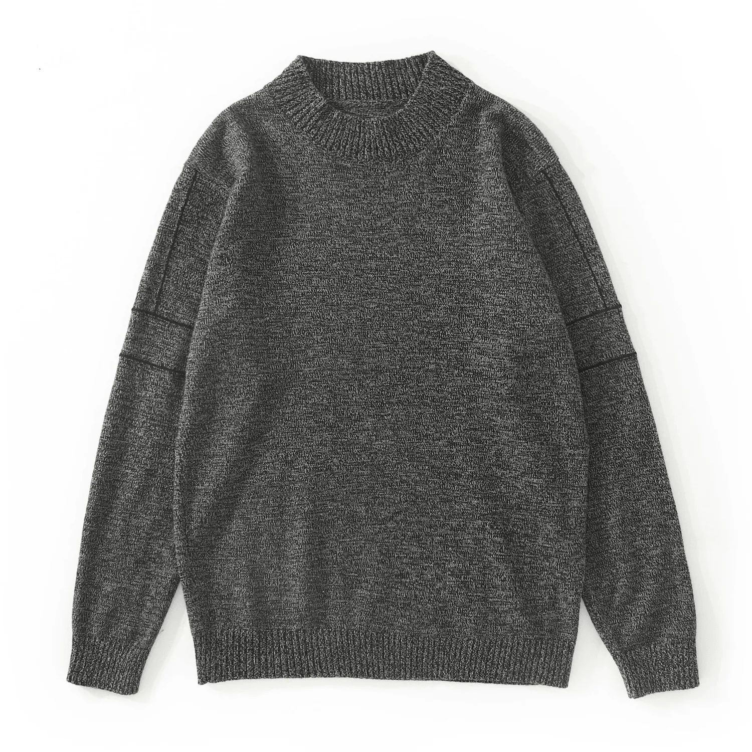Autumn and Winter Slim-Fitting Threaded Cuffs All-Match Blouse Men Knit texture Snug Fit Knit