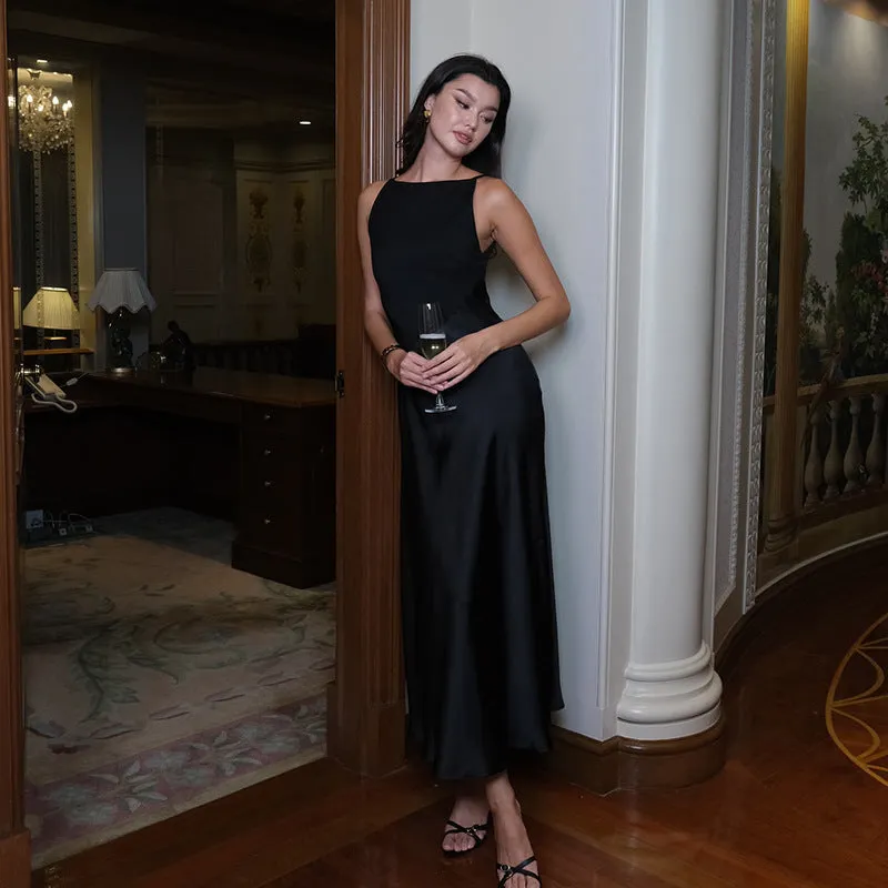 Light and Comfortable Wear Sleek Volume Fashion Women's Satin Sleeveless Dress