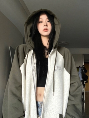 Travel Apparel Designer Look Fish Scale Collar Compression Loose Double Hood Sweater