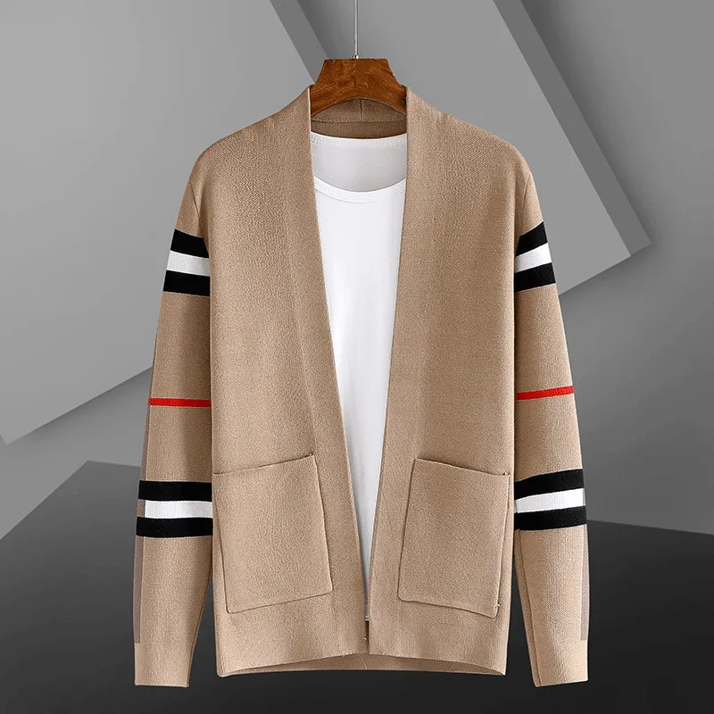 Slim Fit Men Casual Plaid Sweater Coat Sophisticated Layers