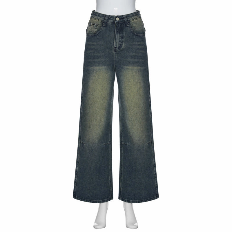 Women's Summer New Washed Gradient Retro Mid-waist Jeans Responsible Denim Production Smart Fit