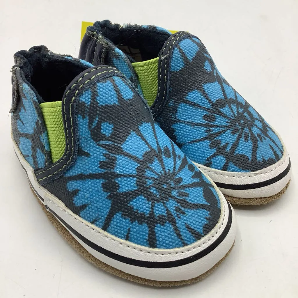 Size NB: Robeez Blue/Black Tie Dye Slip On Soft Soled Shoes Functional shock absorption Compression Molded Cushioning