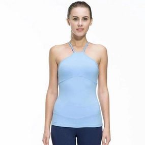 NonBinding Elastic Edging Fitness Women Sleeveless Shirts Jogging Vest Gym Sports Running Clothes Tight Yoga Top with Breathable Quick Dry Spandex