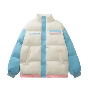 Classic Urban Wear Contrast Color Thickened Puffer Jacket Cotton-padded Coat Winter Men