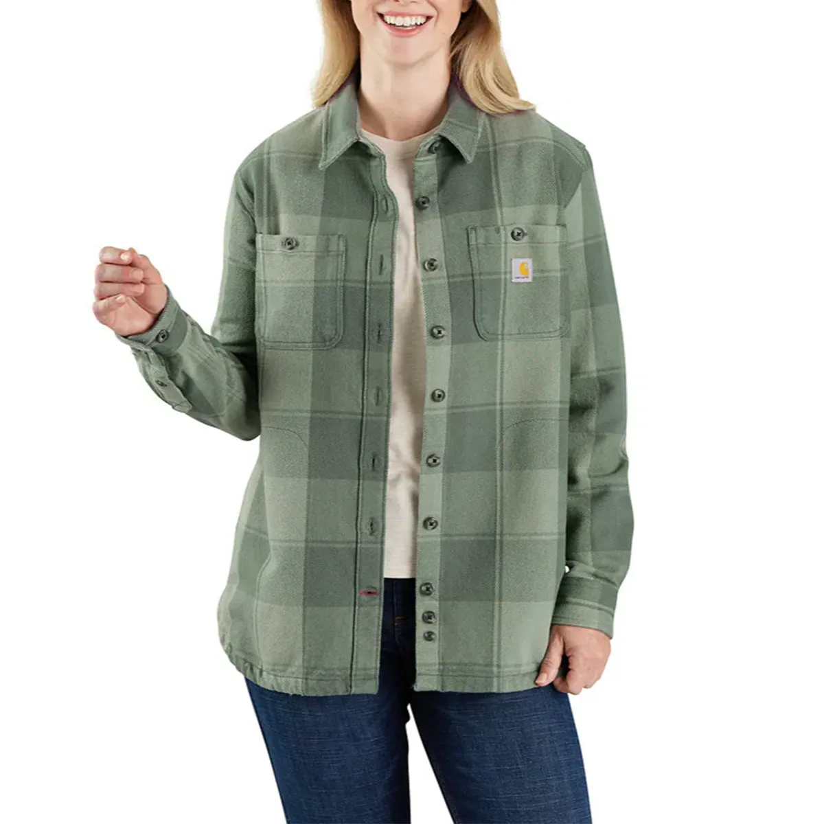 Women's Loose Fit Twill Shirt Jacket 106450 High Visibility Trim