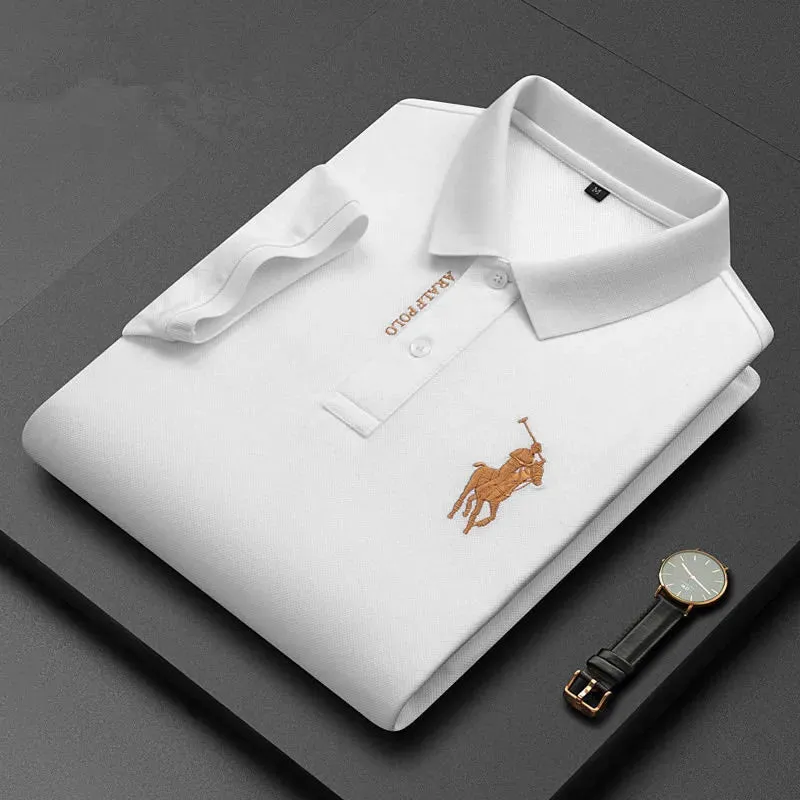 Embroidered Men's Pure Cotton Popsicle Cotton Short Sleeved Polo Shirt 2024 Summer New Business Casual Breathable Men's Top 4xl FadeResistant Treatment Friction Reducing Finish