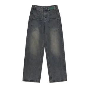 Men's Washed Distressed Drooping Straight Casual Jeans Textured Family Style Autumn Days Relaxed Comfort