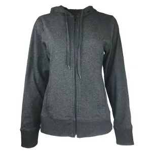 Women's Zipped Heather Hoodie WM1820 Contrast Topstitching Detail