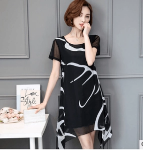 Wide wife foreign dress Elegant Waist Fit Modern Fit