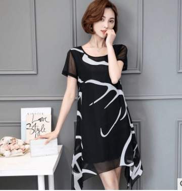Wide wife foreign dress Elegant Waist Fit Modern Fit