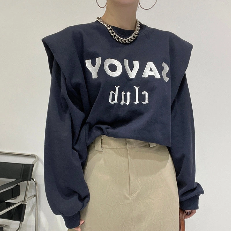 Moisture Wicking Finish Loose Long-sleeved Padded Pullover Sweater